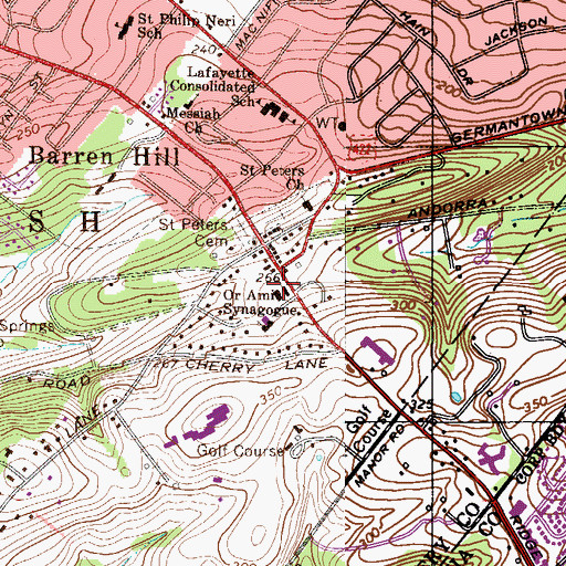 Topographic Map of Or Ami Synagogue, PA