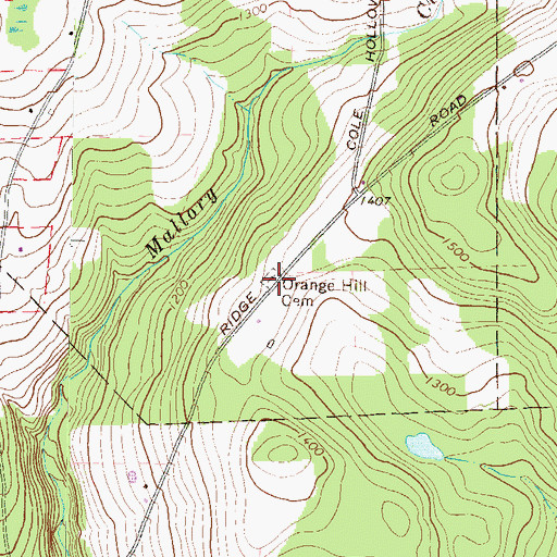 Topographic Map of Orange Hill Cemetery, PA