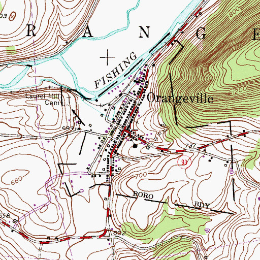 Topographic Map of Orangeville, PA