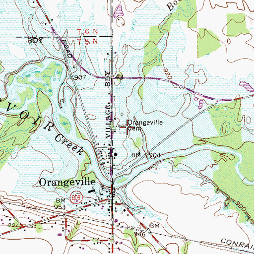 Topographic Map of Orangeville Cemetery, PA