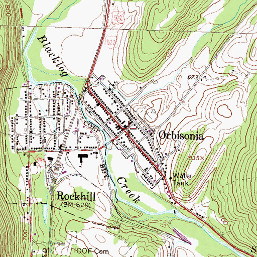 Topographic Map of Orbisonia, PA
