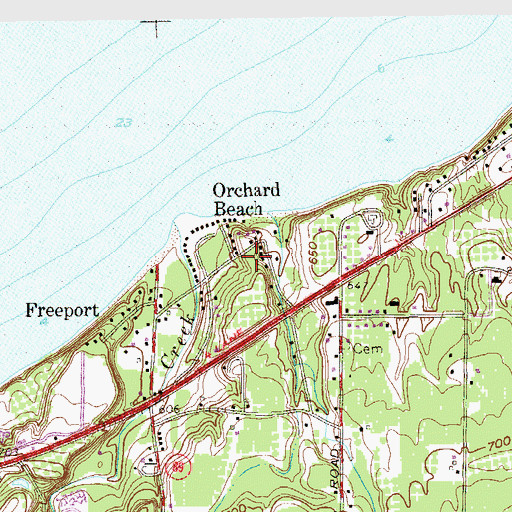 Topographic Map of Orchard Beach, PA