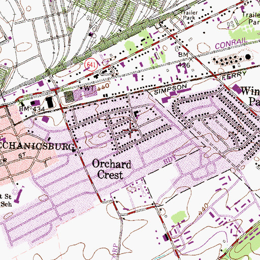 Topographic Map of Orchard Crest, PA