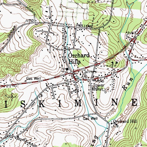 Topographic Map of Orchard Hills, PA