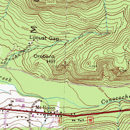 Topographic Map of Orebank Hill, PA