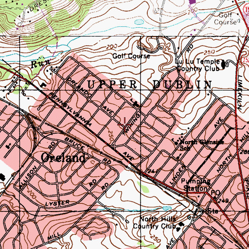 Topographic Map of Oreland, PA
