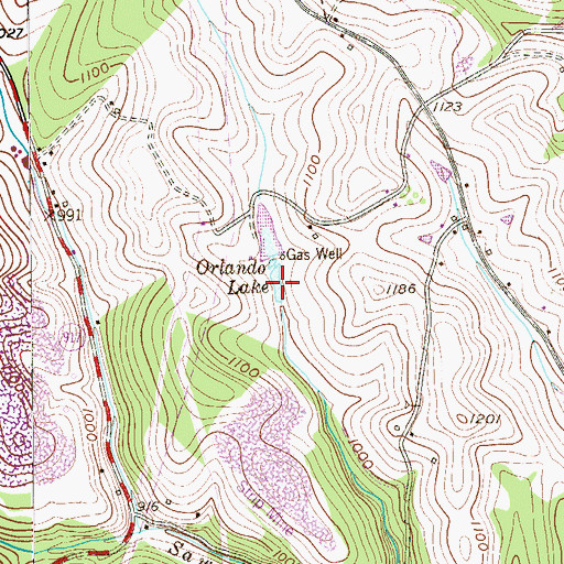 Topographic Map of Orlando Lake, PA