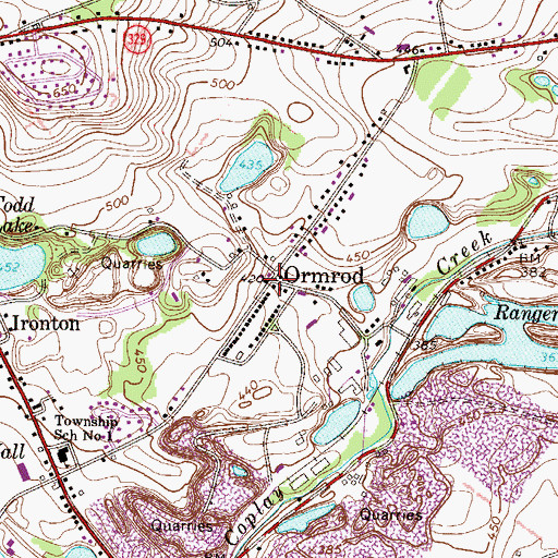 Topographic Map of Ormrod, PA