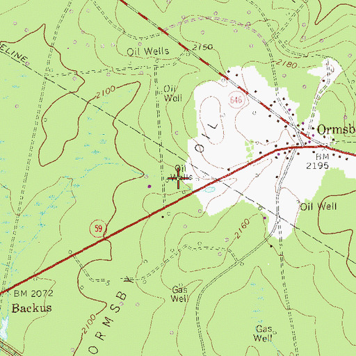 Topographic Map of Ormsby Oil Field, PA