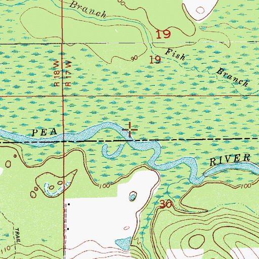 Topographic Map of Fish Branch, AL