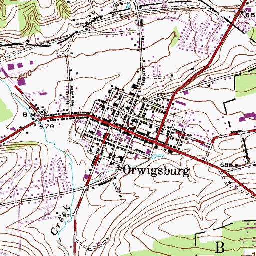 Topographic Map of Orwigsburg, PA