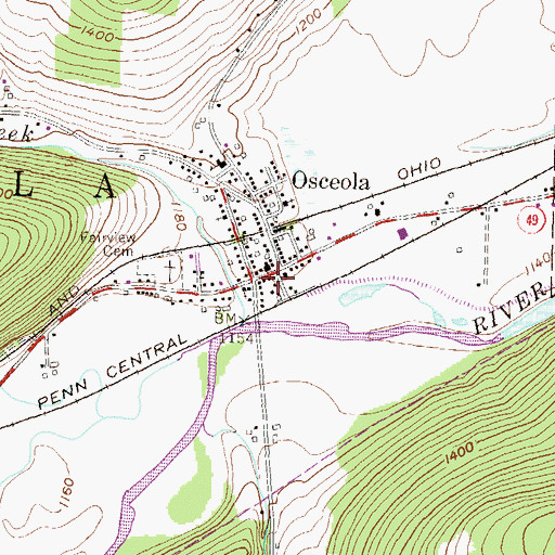 Topographic Map of Osceola, PA