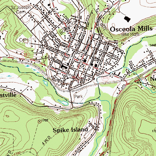 Topographic Map of Osceola Mills, PA