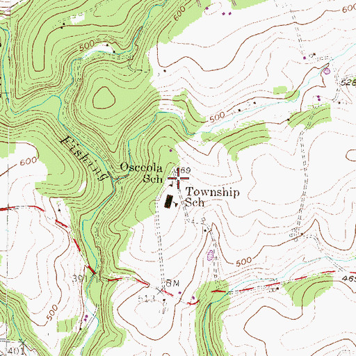 Topographic Map of Osceola School, PA