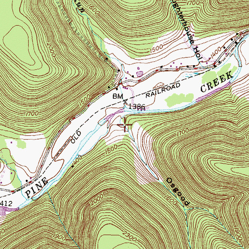 Topographic Map of Osgood Hollow, PA