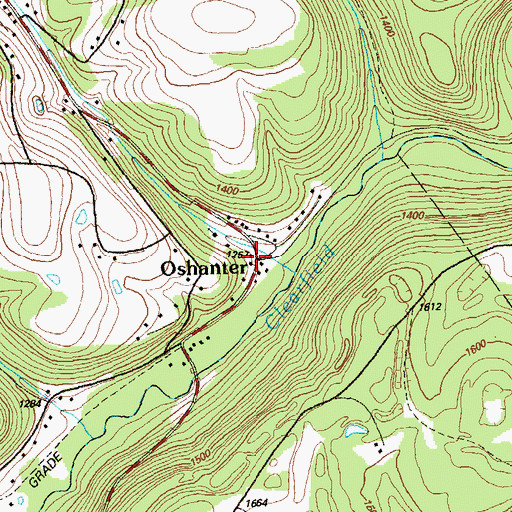Topographic Map of Oshanter, PA