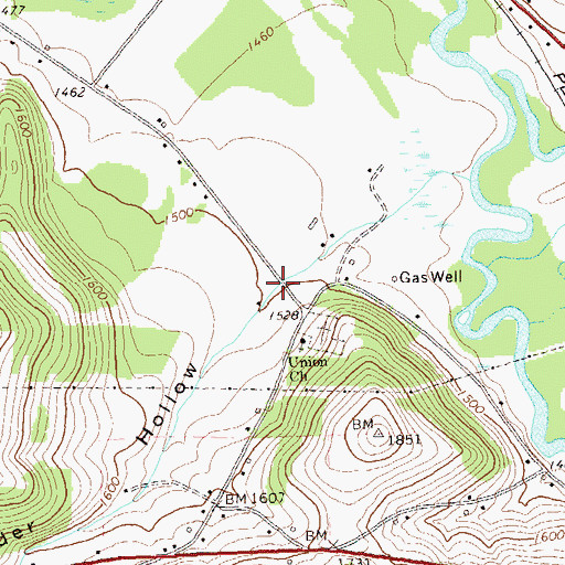 Topographic Map of Ostrander Hollow, PA