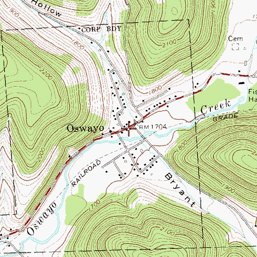 Topographic Map of Oswayo, PA