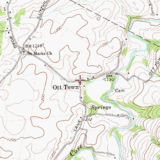 Topographic Map of Ott Town, PA