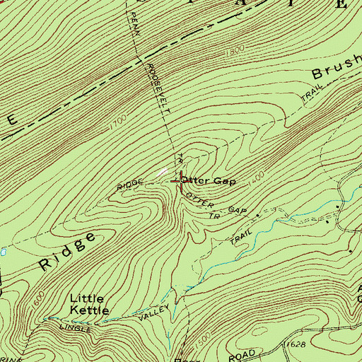 Topographic Map of Otter Gap, PA