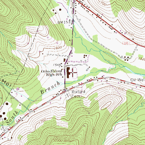 Topographic Map of Otto-Eldred High School, PA