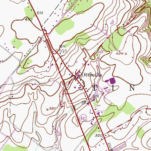 Topographic Map of Ottsville, PA