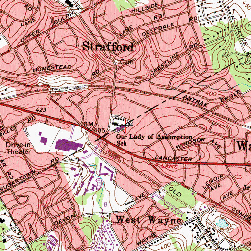 Topographic Map of Our Lady of Assumption School, PA