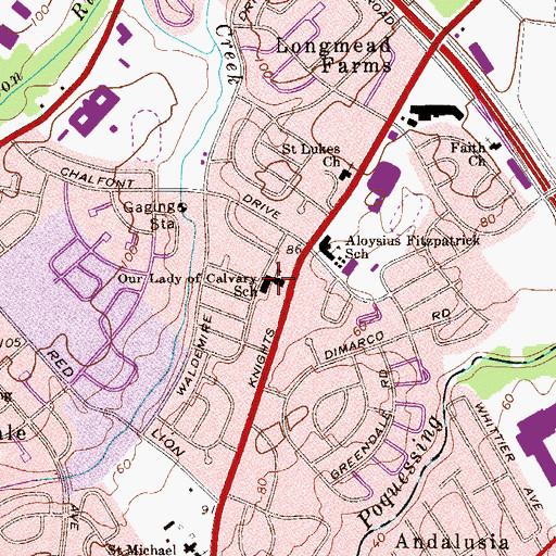 Topographic Map of Our Lady of Calvary School, PA