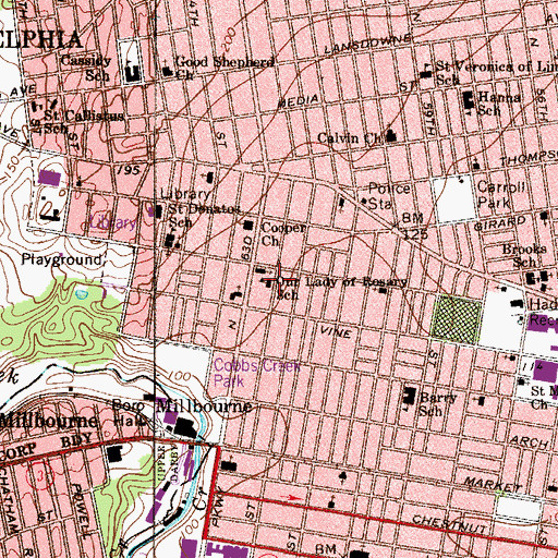 Topographic Map of Our Lady of Rosary School, PA