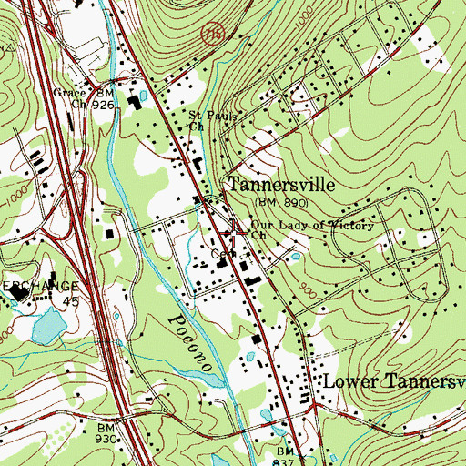 Topographic Map of Our Lady of Victory Church, PA