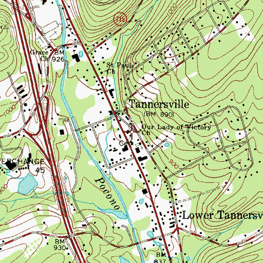 Topographic Map of Our Lady of Victory Church, PA