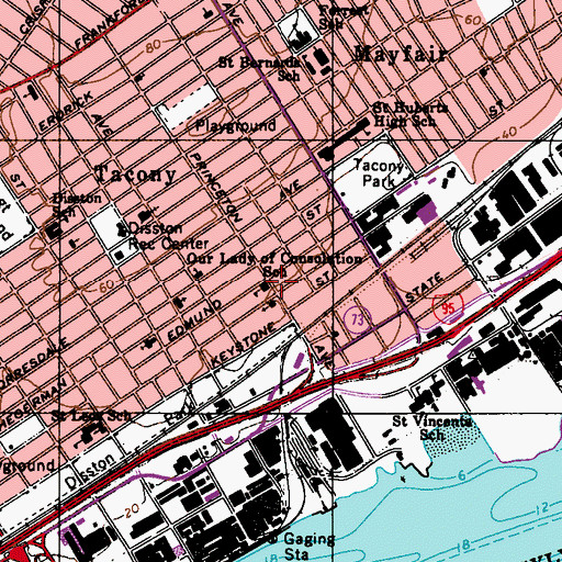 Topographic Map of Our Lady of Consolation School, PA