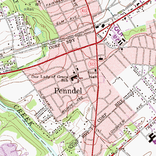 Topographic Map of Our Lady of Grace School, PA