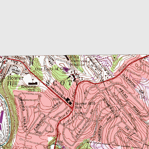 Topographic Map of Our Lady of Grace School, PA