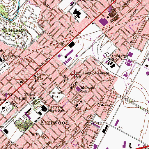 Topographic Map of Our Lady of Loreto School, PA