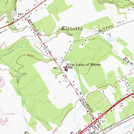 Topographic Map of Our Lady of Mercy Church, PA