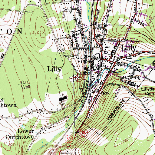 Topographic Map of Our Lady of Mount Carmel Cemetery, PA
