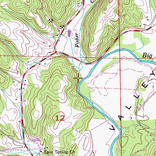 Topographic Map of Fisher Creek, AL