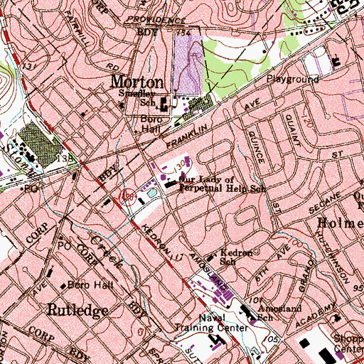 Topographic Map of Our Lady of Perpetual Help School, PA