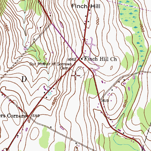 Topographic Map of Our Mother of Sorrows Cemetery, PA