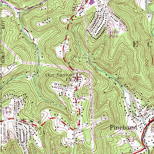 Topographic Map of Our Savior Church, PA