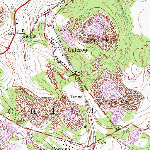 Topographic Map of Outcrop, PA