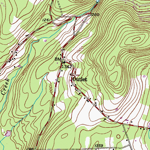Topographic Map of Outlet, PA