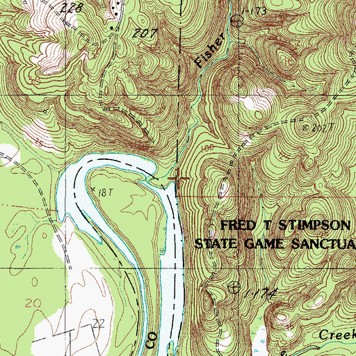 Topographic Map of Fisher Creek, AL