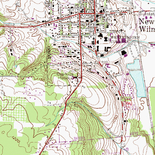Topographic Map of Overlook Hospital, PA