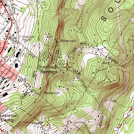 Topographic Map of Overlook Springs, PA