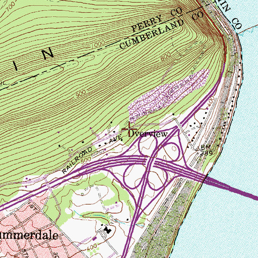 Topographic Map of Overview, PA