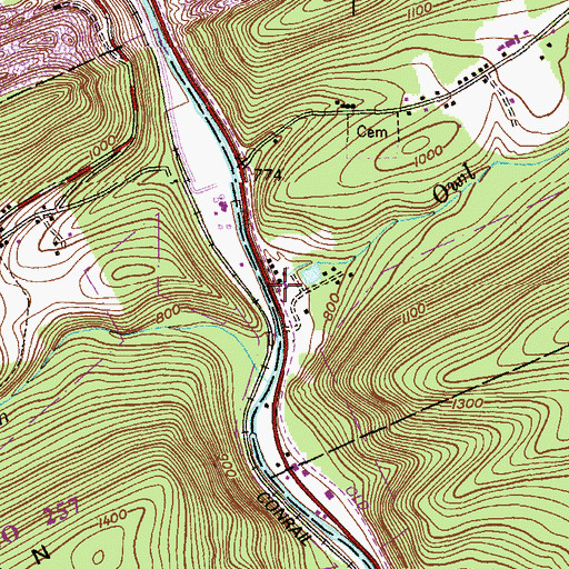 Topographic Map of Owl Creek, PA