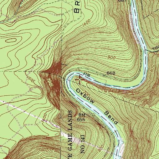 Topographic Map of Oxbow Bend, PA