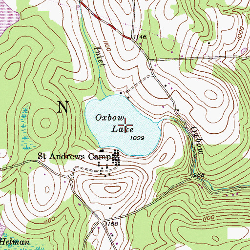 Topographic Map of Oxbow Lake, PA